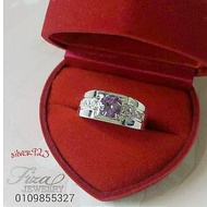 cincin lelaki silver 925 permata purple amethyst, cincin lelaki perak 925 batu ungu, silver 925 men 