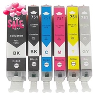 PGI 750 CLI 751 หมึกของแท้สำหรับ Canon IP8770 IP7270 IX6870 IX6770 MG7570 (ชุด 6 ชิ้น) #หมึกเครื่องป