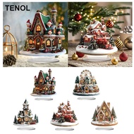 [TENOL] Snow scene house, 2D house with base, table decoration crafts, for party and