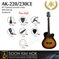 A&K AK-220/230CE 40'' Cutaway Acoustic Guitar With Pick Up (Sunburst) (AK220/230CE)