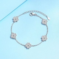 『限時包郵』莫桑石925純銀手鍊手環韓版幸運四葉草925 sterling silver moissanite diamond leaf clover bracelet