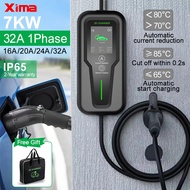 Portable Ev Charger Wallbox Type2 Cable 32a 7kw With Cee Plug Evse Type1 Car Charging J1772 Adapter 