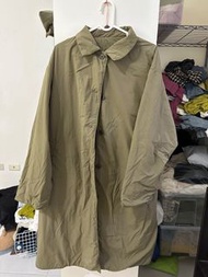 Muji 無印良品 軍綠鋪棉折領大衣XL