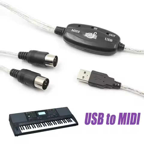 USB MIDI Cable Keyboard to PC Audio Cable USB to MIDI Cable Converter Cord USB IN-OUT MIDI Interface