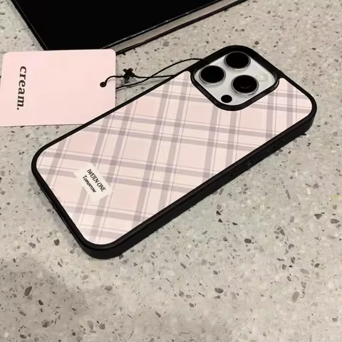 Blogger’s Style Lovely Girl Pink Check Phone Case For iPhone 16 Pro Max 15 14 13 12 11 Pro Mini 7 8 