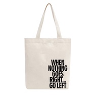 Túi Tote Vải Canvas Mộc GINKO có dây kéo khóa ( túi con ) from basic In Hình Go Left M49