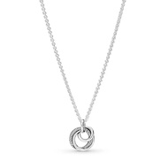 2023 925 Sterling Silver Sparkling Heart Shaped Circle Double Ring Luxury Necklace For Original Pand