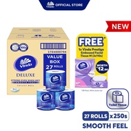 ❖Vinda Deluxe Smooth Feel Toilet Tissue 3 Ply (27 Rolls) FREE Vinda Prestige 4D Deco Embossed Facial Tissue (3 x 110's)❋