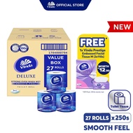 ✹Vinda Deluxe Smooth Feel Toilet Tissue 3 Ply (27 Rolls) FREE Vinda Prestige 4D Deco Embossed Facial