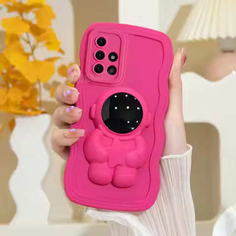 A 51 71 31 Astronaut Holder Wavy Silicone Case For Samsung Galaxy A51 A71 4g A31 A50 A70 A12 5g A20