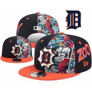 New Er Detroit Tigers 9FIFTY A-Frame Snapback baseball cap in black and orange with comic book-style