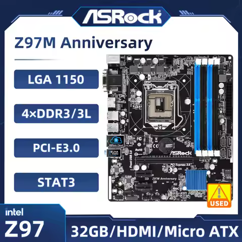 Z97 Motherboard ASRock Z97M Anniversary LGA 1150 Motherboard DDR3 32GB USB 3.1 Micro ATX Supports 5t