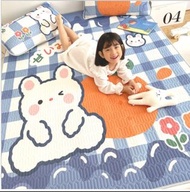 冰沁涼夏 精選商品【三件套】泰國乳膠冰涼蓆夏季空調床墊 可折疊水洗卡通冰絲地席