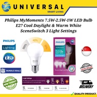 [SG SHOP SELLER] Philips MyMoments 7.5W-2.5W-1W LED Bulb E27 Cool Daylight &amp; Warm White SceneSwitch 3 Light Settings