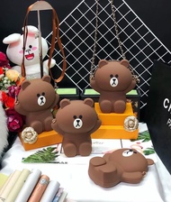 Túi đeo chéo Gấu Brown silicon siêu dễ thương (17 x 19 cm)