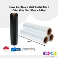 Heavy Duty Clear / Black Stretch Film / Pallet Wrap Film 50cm x 2.4Kg