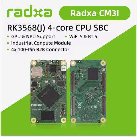 Radxa CM3I RK3568(J) 4-core CPU Industrial Compute Module, GPU, NPU, 4K HDMI and 4x100-Pin B2B Conne