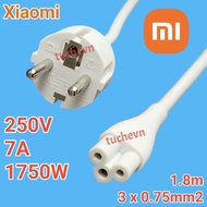 Xiaomi European AC power cord, 2-pin round plug ø4.8mm, C5 power jack with load capacity of 1750W/25