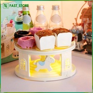[Wishshopelxn] Sushi Tray Revolving Carousel Cupcake Holder with Light for Gift Decoration