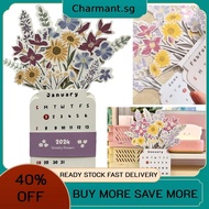 2024 Bloomy Flowers Desk Calendar Monthly Desk Planner Pretty Floral Desk Decor