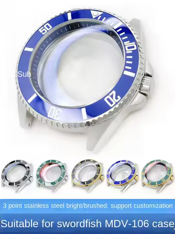 MDV106 stainless steel case Duro MDV-106 glossy watch handle bezel sapphire glass ceramic bezel acce