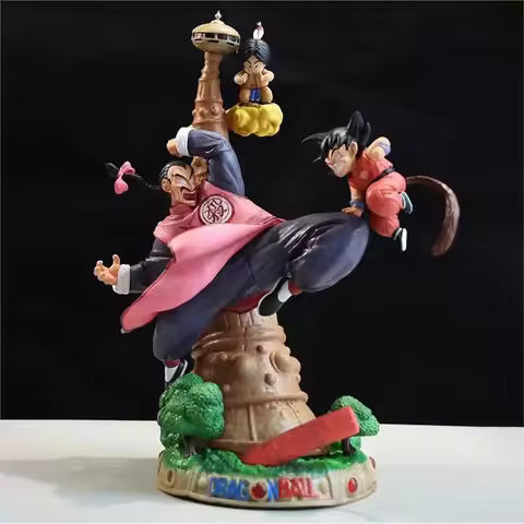 28cm Dragon Ball Anime Figures Goku Figurine Tao Pai Pai Vs Son Goku Series Karin Tower Action Figur