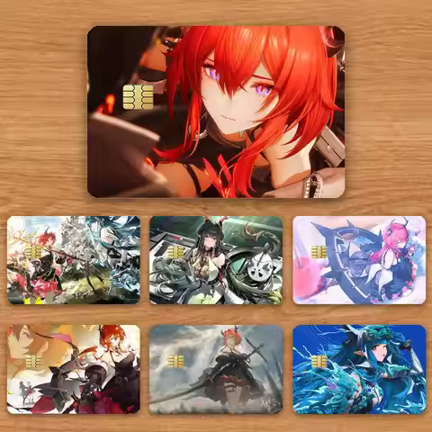 Game Arknights Bank Credit Cards Bus Pass Stickers Cool Decoration Waterproof 4PCS Card