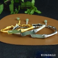 bracelet  手镯    手链 节节高升青玉手镯925银竹节和田玉手链镯子手环简约饰品女手镯