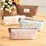 Korean Style Floral Pencil Case Fresh and Casual Pastoral Style Floral Canvas Student Pencil Case Sq