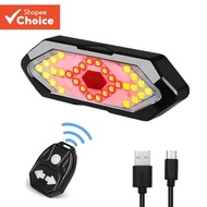 Bicycle Tail Light with Remote, Waterproof Cycling Signal Light, Rechargeable, 5 Modes for Night Rid