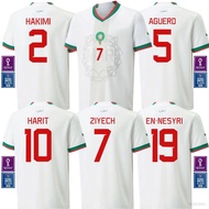 yb 22-23 World Cup Morocco Away Jersey Football Tshirts Nesyri Ziyech Harit Hakimi Aguero Plus Size