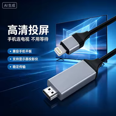 Lightning to HDMI Cable 1080P HD Digital AV Adapter Phone to TV Monitor Projector Converter Cable Fo