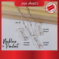 | 925 Silver Necklace Chain + CZ Colour Stone Pendant | Perempuan Rantai Leher+Loket Batu CZ Warna P