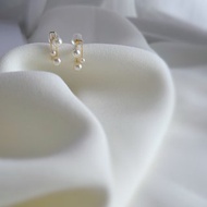 三連音耳環- 18K純金日本Akoya珍珠耳環