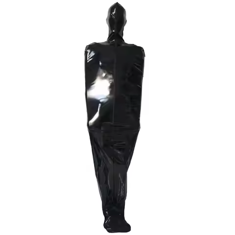 Fetish pvc faux leather black mummy bodysuit Sleeping Bag Zentai Catsuits adults cosplay Fancy Dress