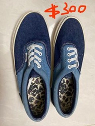 Vans低筒藍色牛仔x豹紋底布鞋US 6/24 cm/EUR 38