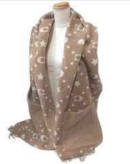 Coach  羊毛圍巾,有袋，可當外套披