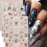 4pcs Christmas Glitter Manicure Relief Stickers - Santa Claus, Snowman, Snowflakes, Elk, Gingerbread