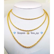 EMAS 375 RANTAI LEHER PINTAL BUBUT KOSONG 375 GOLD HOLLOW NECKLACE