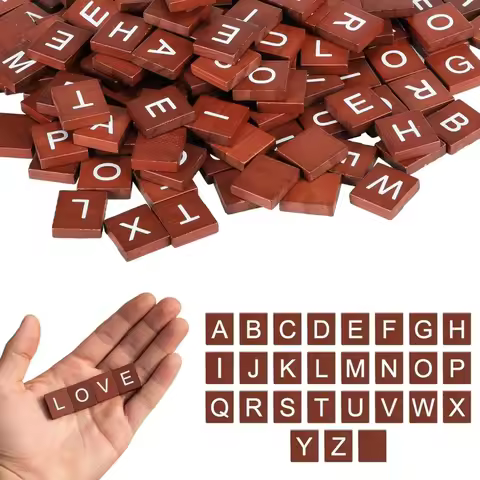 100Pcs Wood Letter Tiles, DIY Wood Gift Decoration - Making Alphabet Coasters and Letter Crossword G