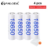 PALO 18650 Rechargeable Li-ion Battery 3.7V 3200mAh For Flashlight Battery + Storage Case