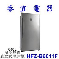 【泰宜電器】HERAN禾聯 HFZ-B6011F 600L 直立式冷凍櫃【另有GR-FL40SV.HFZ-B5011F】