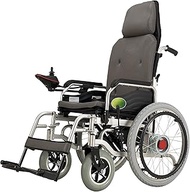 Lightweight for home use High Backrest Folding Reclining Electric Wheelchair with Headrest Lightweight Foldable Electric Manual Electric Wheelchair Wheeled for The Disabled for The Elderly