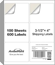 AveneMark 100 Sheets 600 Labels Shipping Address Labels, 6 up 3-1/3 X 4 Easy Peel Stickers Paper for