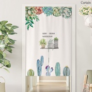 Nordic Green Plant Bedroom Door Curtain Small and Fresh Bathroom Cover Curtain Without Pun