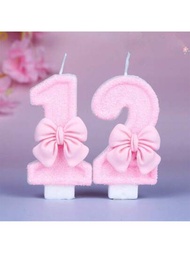 1入裝粉紅色蝴蝶造型生日蠟燭，適用於生日蛋糕裝飾、紀念日慶祝、浪漫晚餐桌面裝飾、婚禮裝飾、情人節裝飾