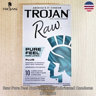 Trojan® Raw Pure Feel Non-Latex Plus Lubricated Condoms 10 Count โทรจัน ถุงยางอนามัย