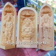 Portable fengshui display folding wood cikunghud milekhud kwanim nio nio carving