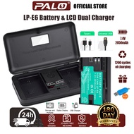 PALO LP-E6 Battery(57*38*21)mm  7.4 V 2850mAh for Canon R5C R5 R6 R 5D 6D 7D+2-Slot LCD Charger Set