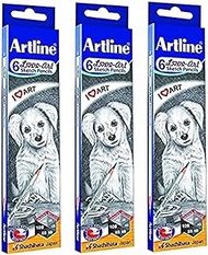 My Stationery Mart Artline 6 Love Art Sketch Pencils HB, 2B, 4B, 6B, 8B, 10B Pencils (Set of 3)
